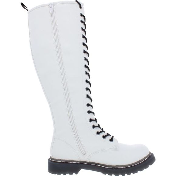 Wild Pair  Womens Ryleep White Leather Combat & Lace-up Boots Boots NWT - Picture 2 of 3